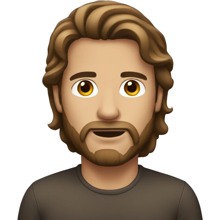 Though man long brown hair  emoji