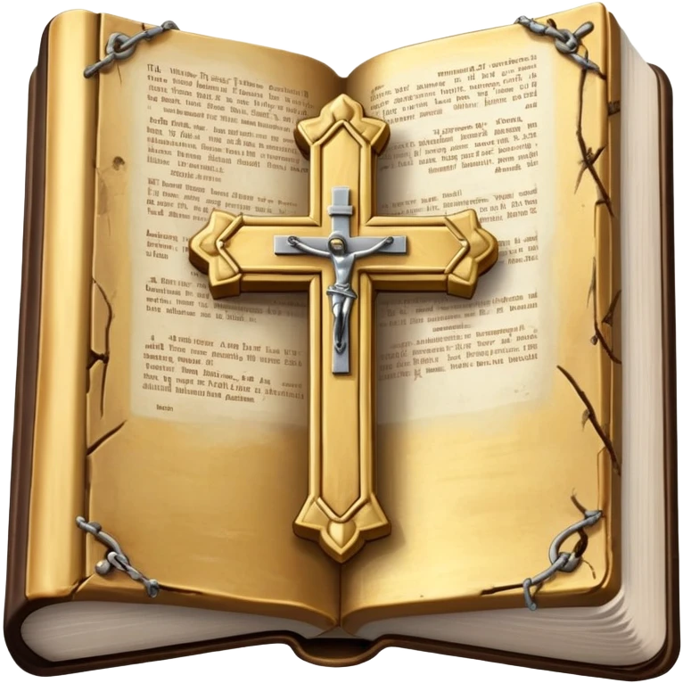 Bible with cross rosary planted into it magic emoji
