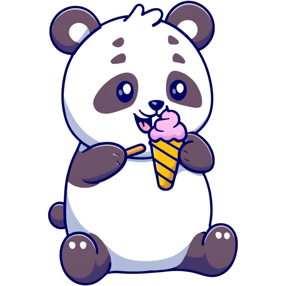 panda eating ice cream emoji