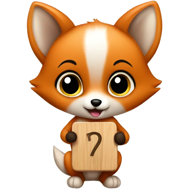 Baby fox with a sign emoji