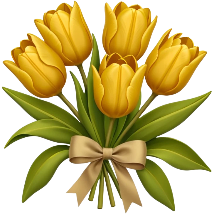bouquet of golden beige tulips with a Khaki green bow emoji