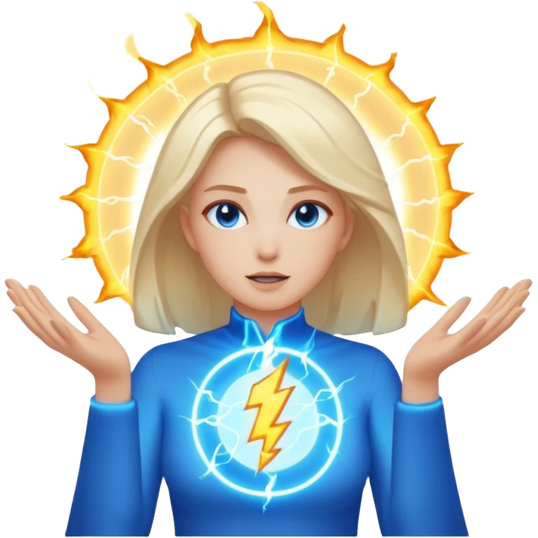 woman summoning electric emoji