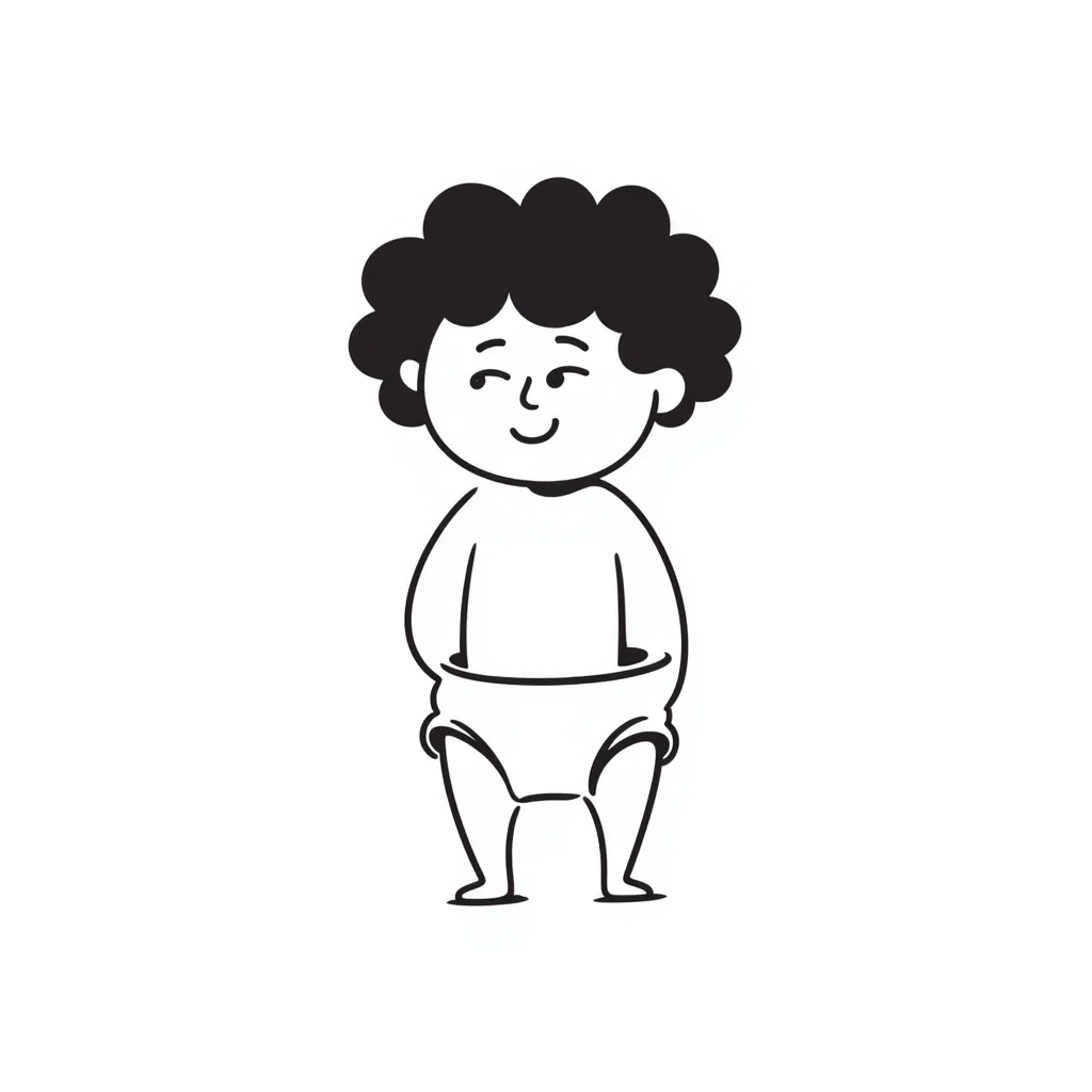 small kid in diaper, hand drawn doodle style, no background emoji