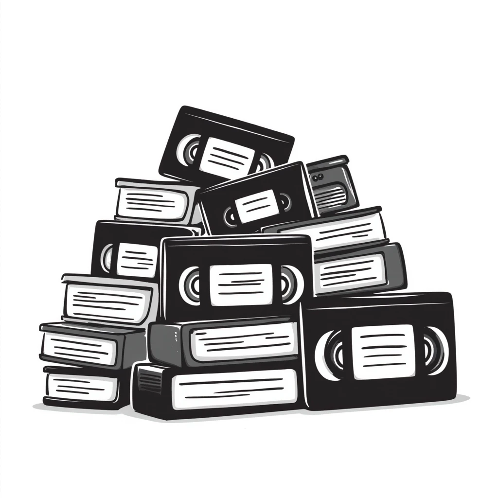 nostalgic pile of VHS video cassettes from the 90s emoji