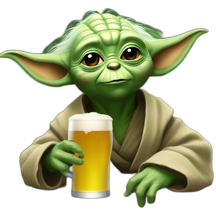 Yoda drinking a beer emoji