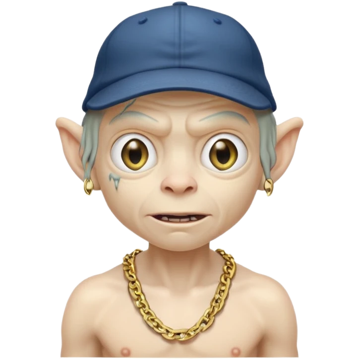 gollum with baseball hat and gold chains emoji