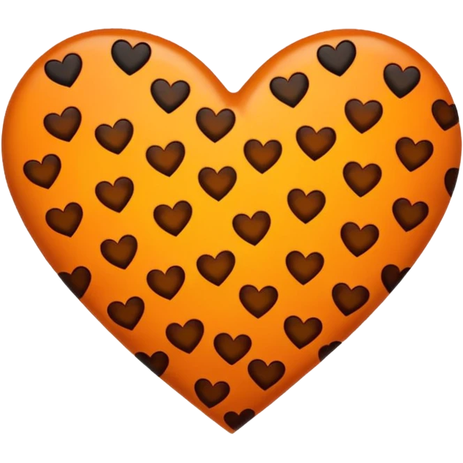 An emoji-style heart with the coloring of a tortoiseshell cat emoji