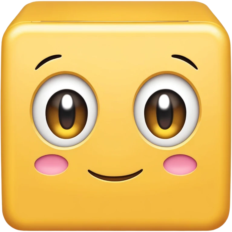 A yellow faceless box with cute kirby eyes emoji