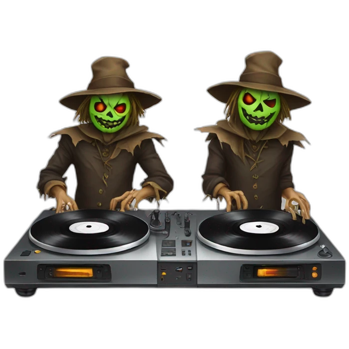 evil scarecrow on double turntables emoji