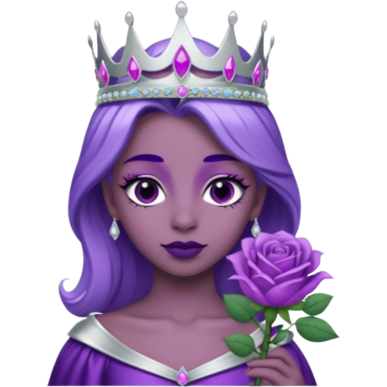 Purple rose flower with silver tiara emoji