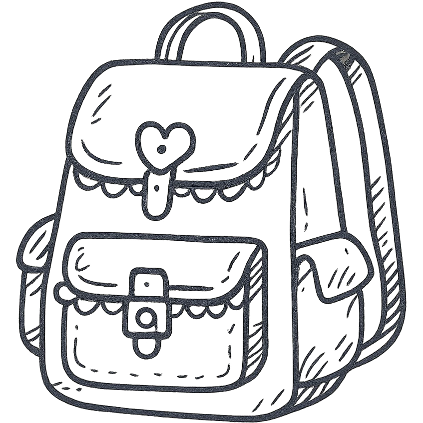 pink and black gothic backpack, sketchy, whimsical, gothic lace accents emoji