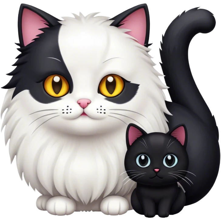 White Pom with black cat emoji