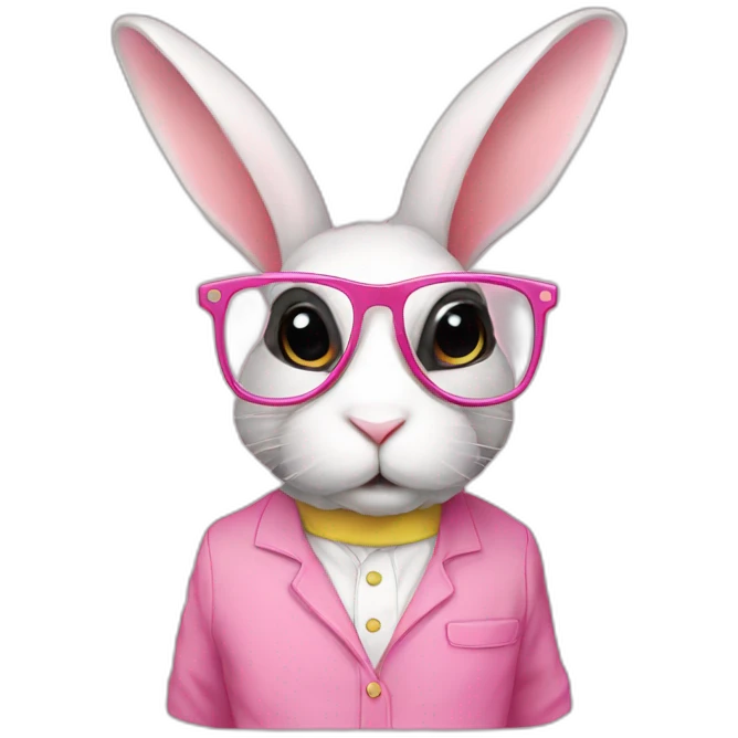 Specialist rabbit pink with glasses shirt yellow emoji