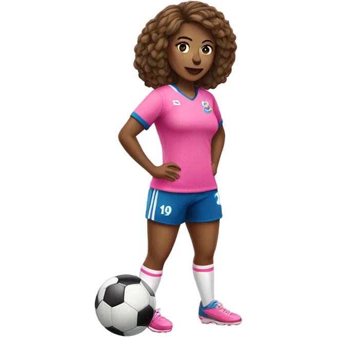 woman playing football in pink emoji
