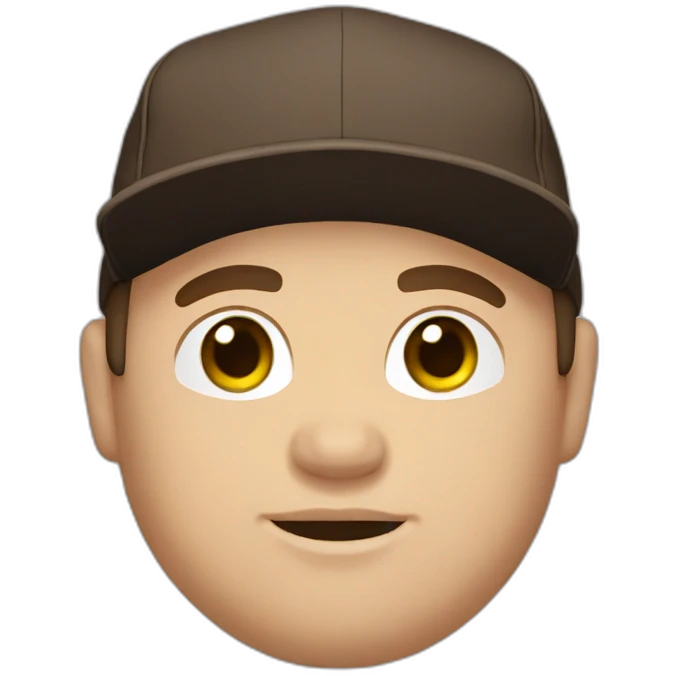 white man, chubby, brown eyes, brown hair, backwards black snapback hat emoji