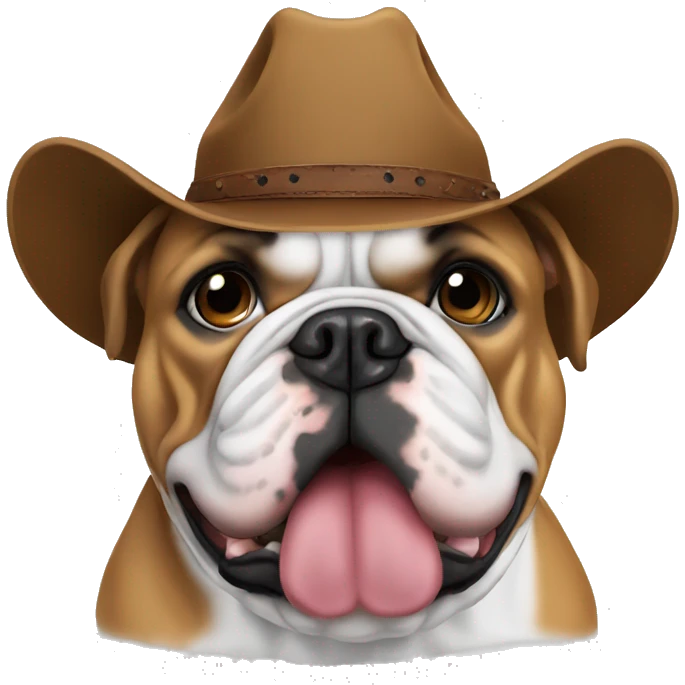 English bulldog wearing a cowboy hat emoji