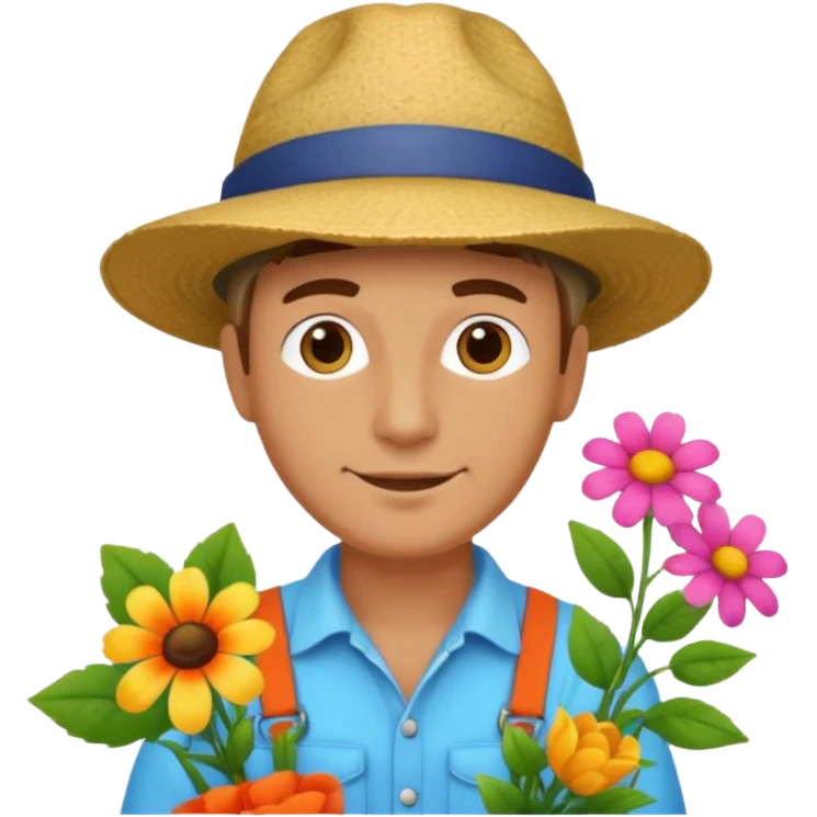 male gardener with flowers emoji