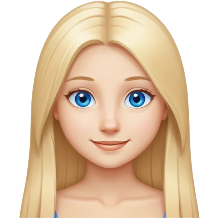 Straight long blonde hair and blue eyes girl sweet smile emoji