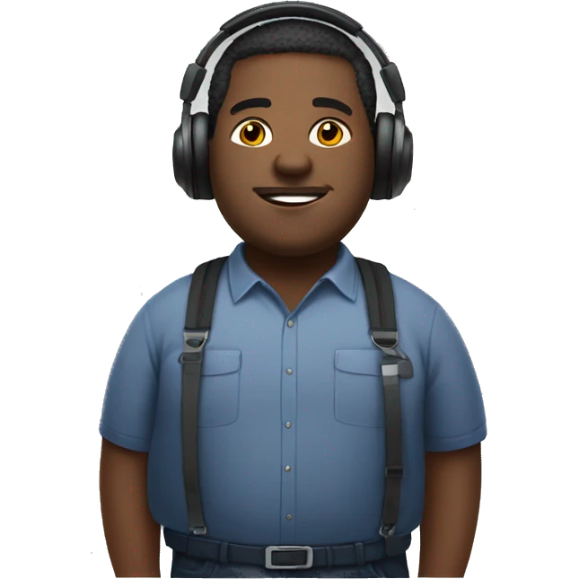 Chubby Black dad worker with headphones emoji