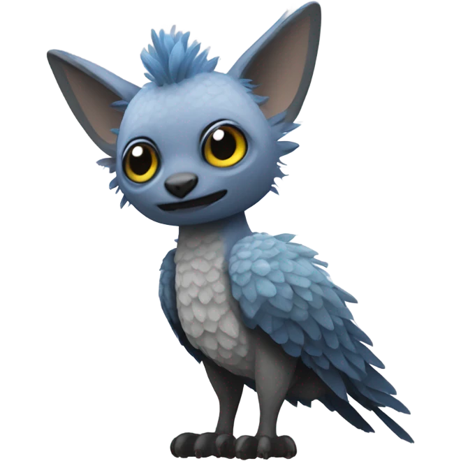 Trico The Last Guardian Creature With Blue Horns, Grey Wings, And long tufted tail emoji
