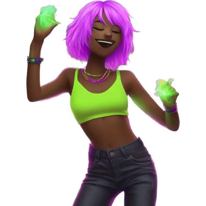 Rave party dancing neon smoking emoji