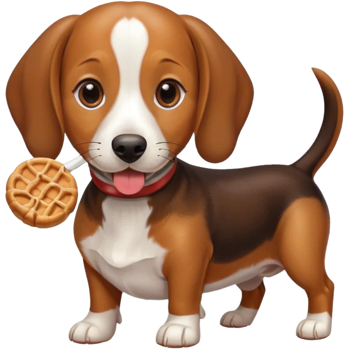 beagle dachshund mix with a treat emoji