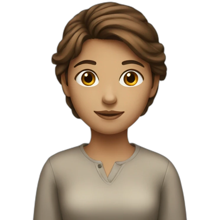 a girl with brown hair who writes emoji