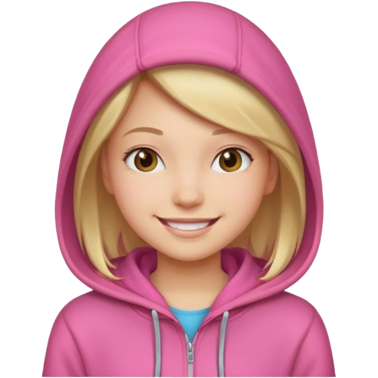 a portrait of girl wear pinkhoodie emoji