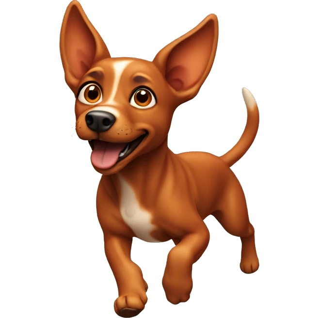 realistic solid red dog with pointed ears running emoji