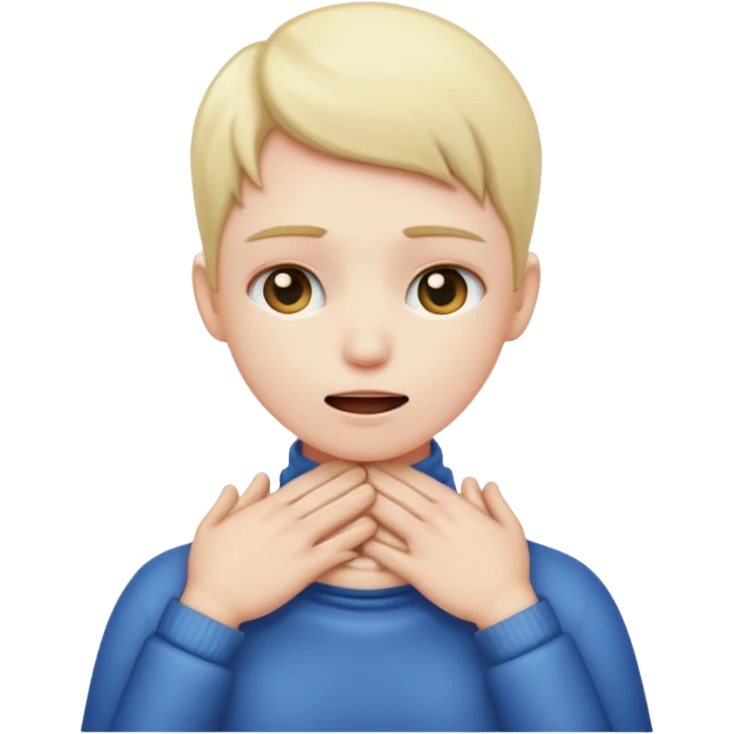 An emoji with hands on their neck and squeezing emoji