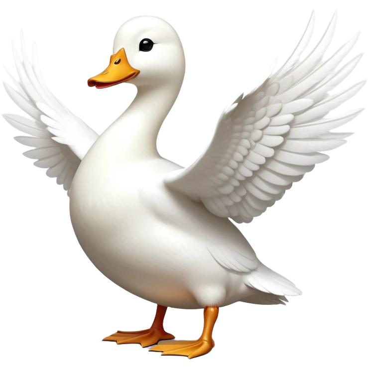 cinematic-[white duck]-realistic-full-body-perched-emoji,-wings-tucked-neatly by its side,-head-tilted-dramatically,-sleek-[white]-feathers,-simplified-yet-realistic-focused-features,-highly-detailed,-glowing-with-an-almost-sarcastic-glow emoji