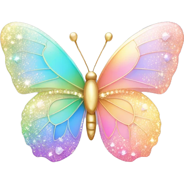 Sparkly Pastel rainbow-gradient iridescent crystal butterfly emoji