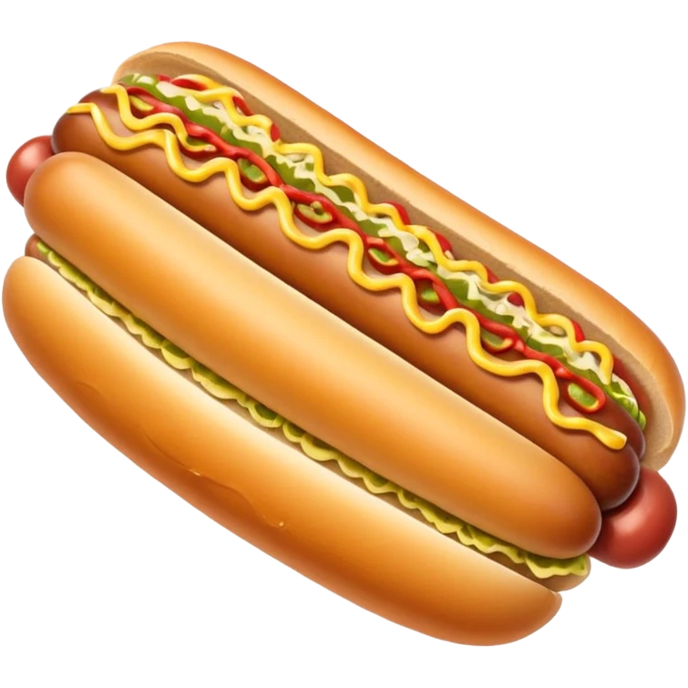 Hot dog with sauerkraut and spicy mustard in a hot dog bun emoji