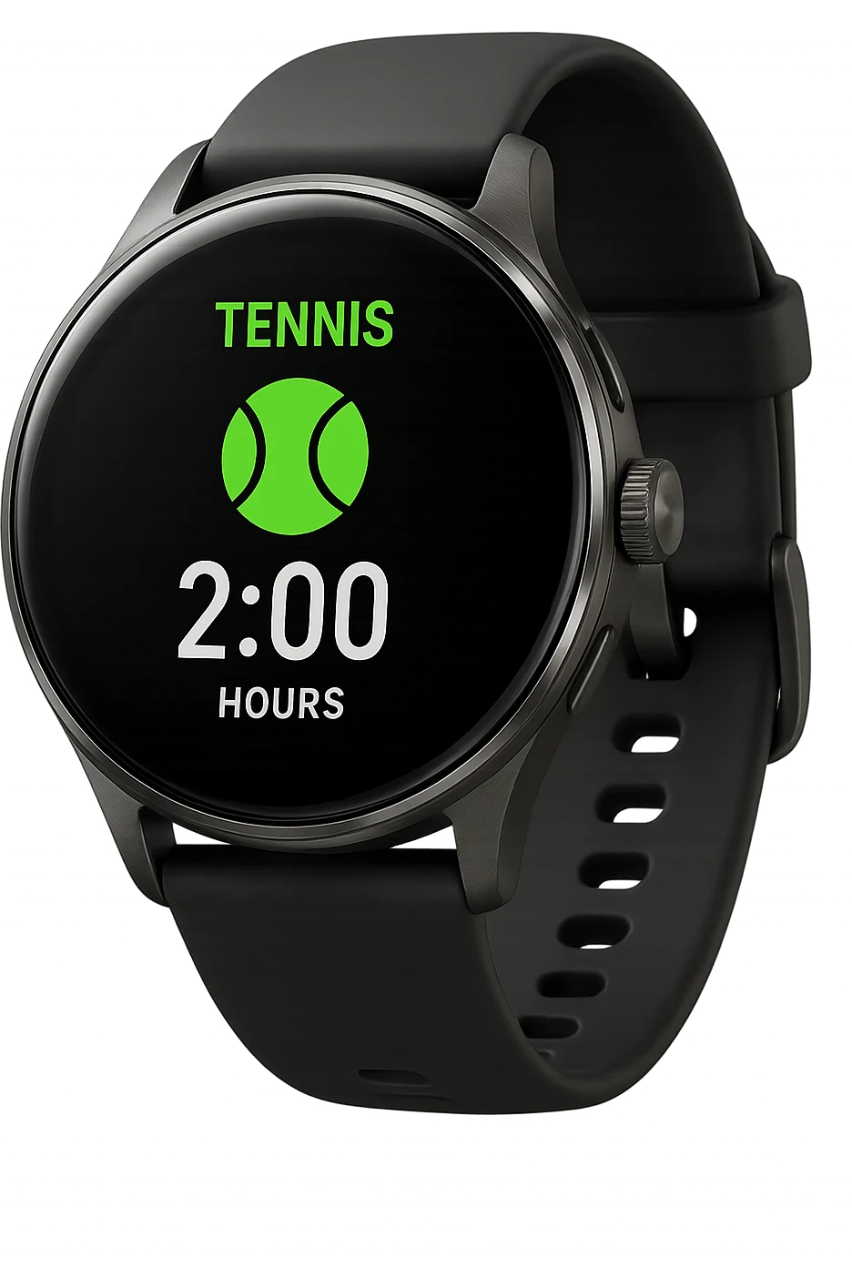 smartwatch con modalità attiva di tennis che segna 2 ore di tennis, REALISTICA 4K emoji