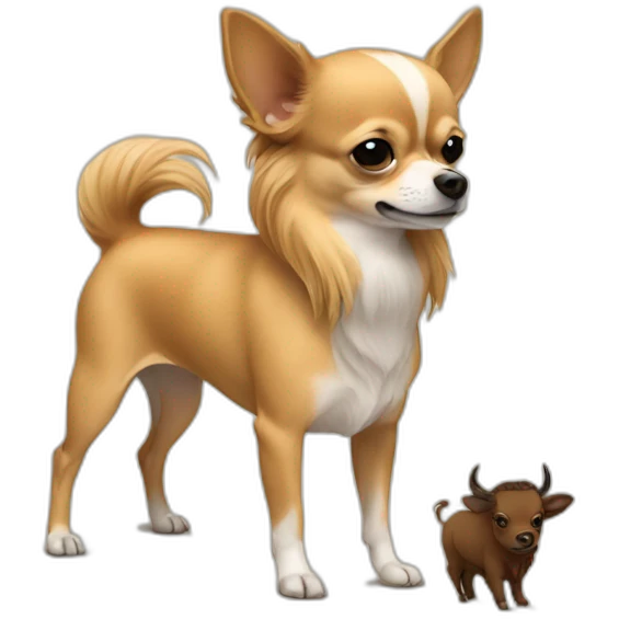 Long hair sand chihuahua with a bison emoji