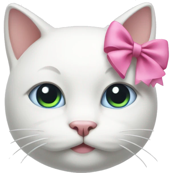 White cat with a pink bow on its head emoji