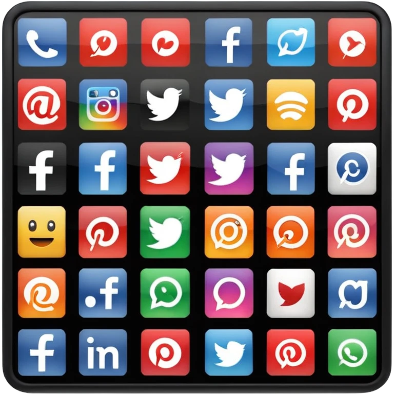 Socail media sauare emoji style icons 
Creat the quadrant with the logos of FB, X, Trustpilot, Instagram, Youtube, Linkedineach icon is ther only ones, asme size, only icons of the social media that I mentioned emoji