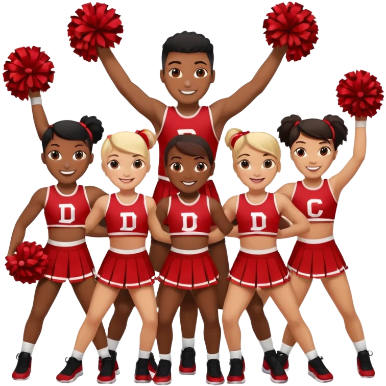 Black and red cheer team with D on chest  emoji