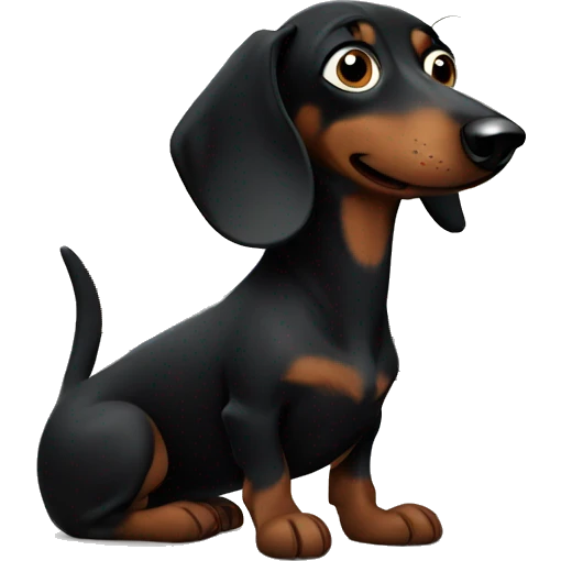 A black dachshund watching tv emoji