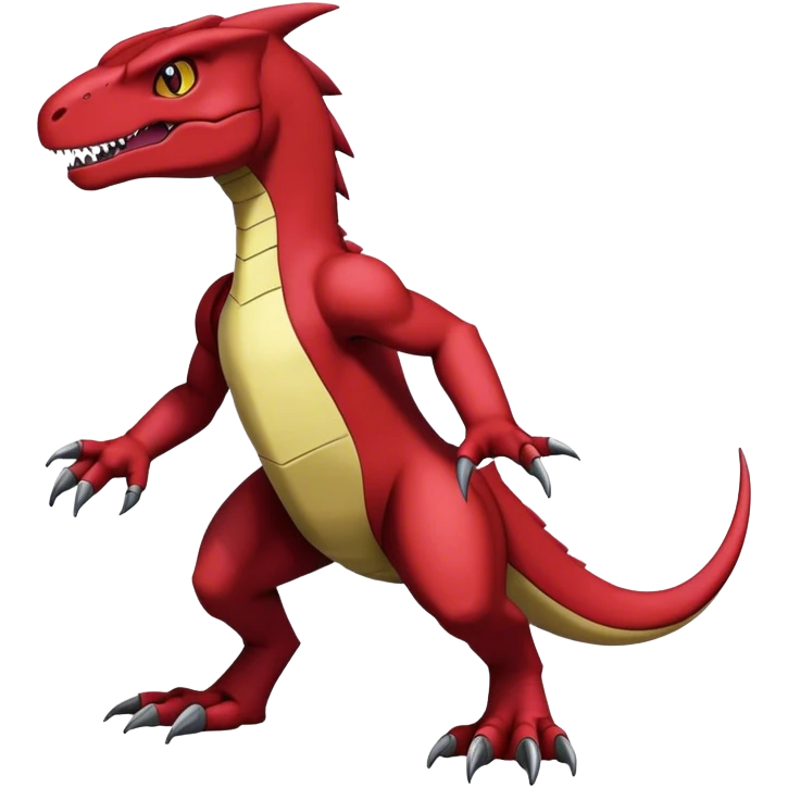  Cool Edgy Handsome Dark Maroon Guilmon-Charmeleon-Digimon-Fakemon-Velociraptor full body emoji