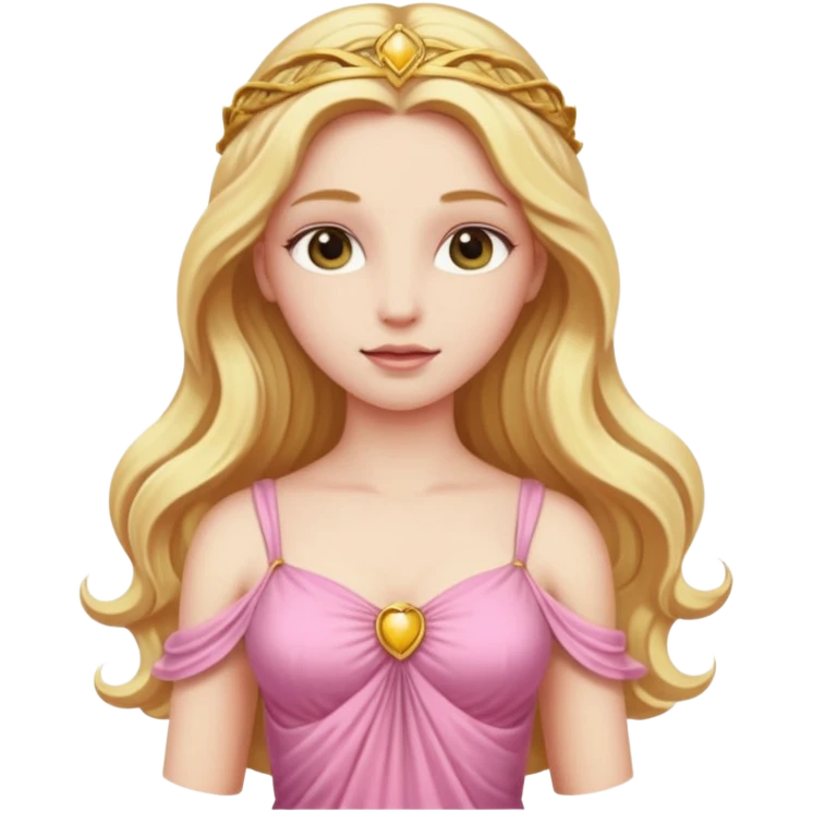 Venus, Love Goddess from Rome Mythology with long golden blonde hair, pink outfit emoji