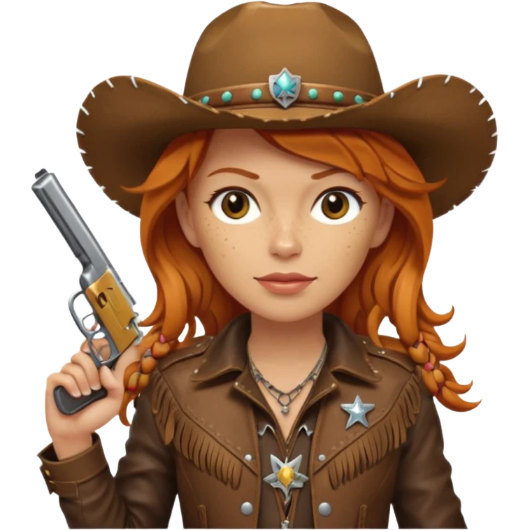 Ginger cowgirl with 2 pistols emoji