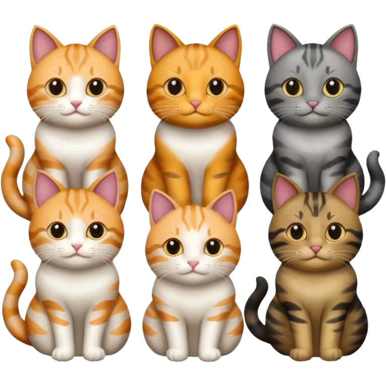 6 realistic looking cats with different natural coloured coats
 emoji