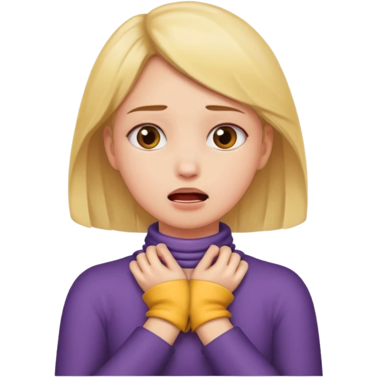 a girl with her hands around her neck choking herself emoji