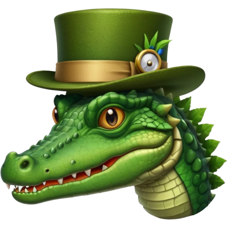 Crocodile with a top hat and monocle emoji