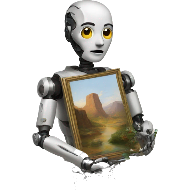artificial intelligence holding its painting emoji