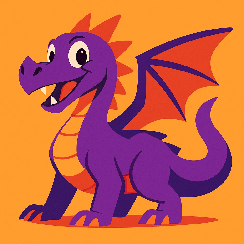a purple dragon, bold cartoon style emoji