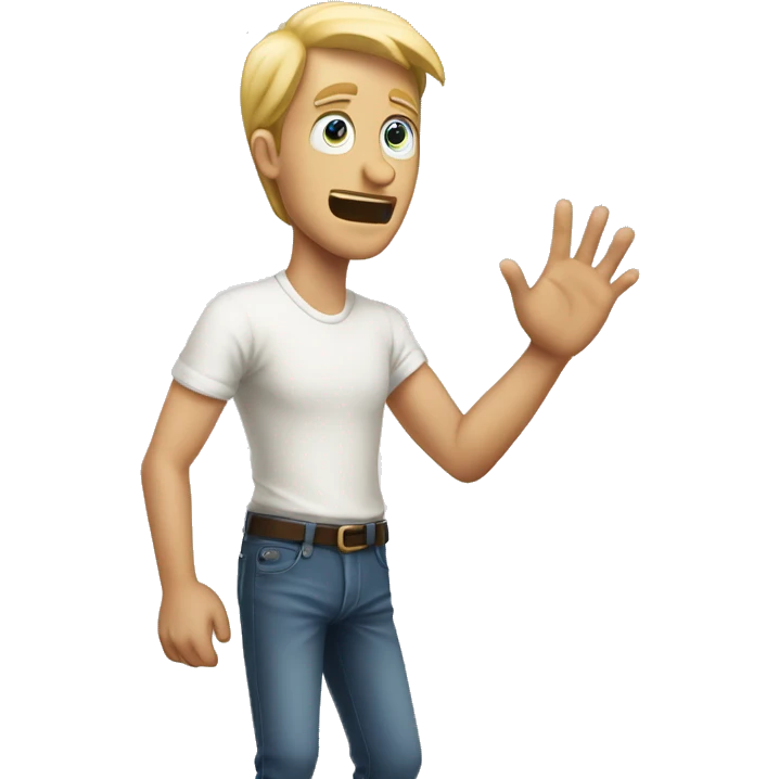 Strange and desperate looking white man reaching his hand out as if he’s going to grab something emoji
