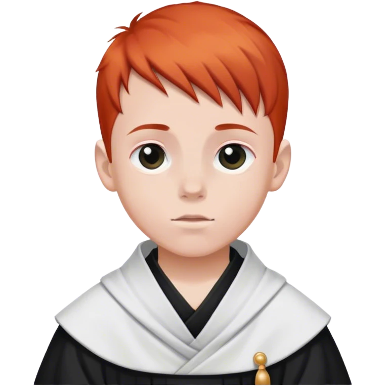 boy whit red hair in Carthusian black and white monk's robe emoji
