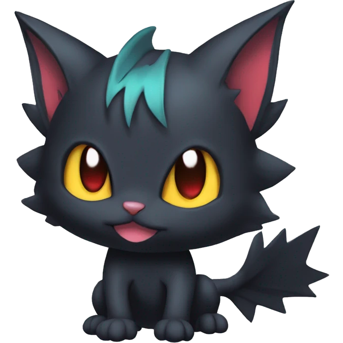 Cool Cute Edgy Black Dark Chibi Cat-Noibat-Noivern-Litten-Fakémon-hybrid emoji